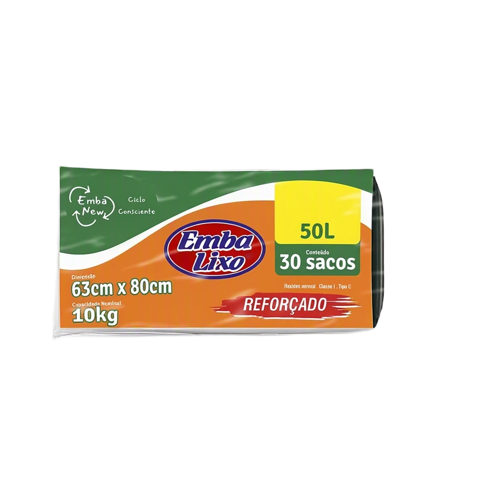 Saco de Lixo Reforçado 50L — 30 un